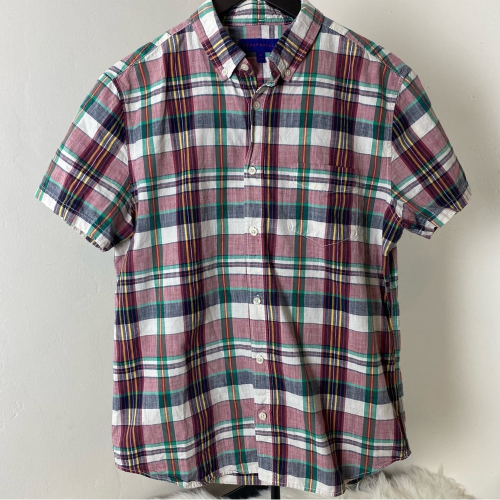Aeropostale Multicolor Plaid Button Down Shirt